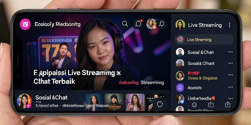 Antarmuka aplikasi 77RP yang menarik untuk Live Streaming.