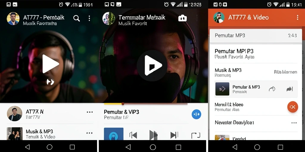 Antarmuka aplikasi Pemutar MP3 AT777 yang menarik dan fungsional.