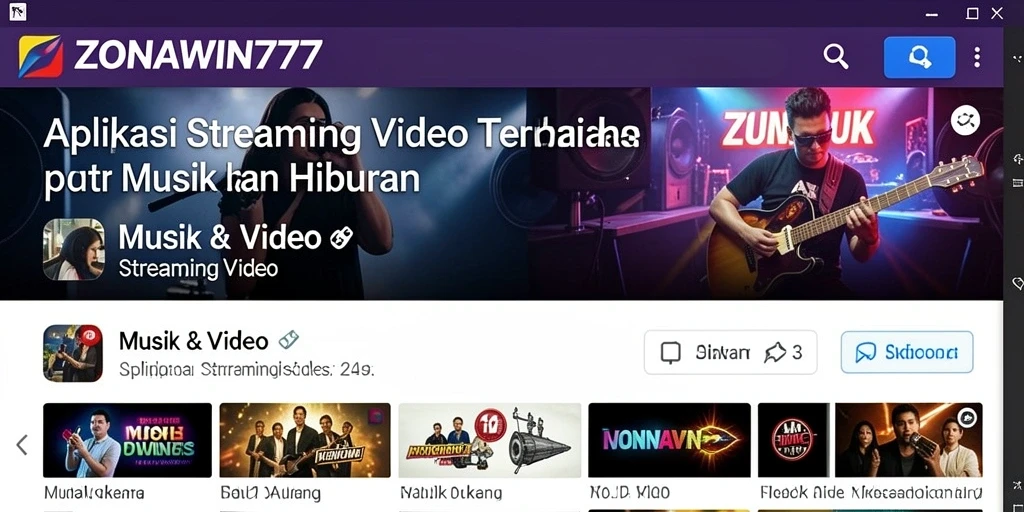Tampilan antarmuka utama ZONAWIN777 untuk Streaming Video.